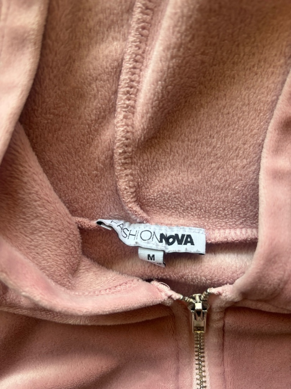 Y2K Pink Velour Cropped Zip Hoodie | Juicy Inspired | Coquette Sporty | Size M - Picture 4 of 7